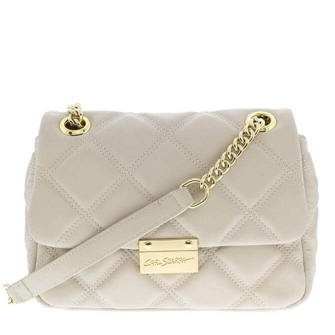 Carl Scarpa Harlyn Off White Quilted Leather Shoulder Bag